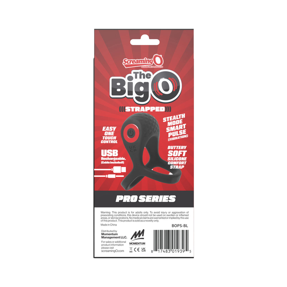 SCREAMING O - BIG O PRO STRAPPED VIBRATING RING BLACK
