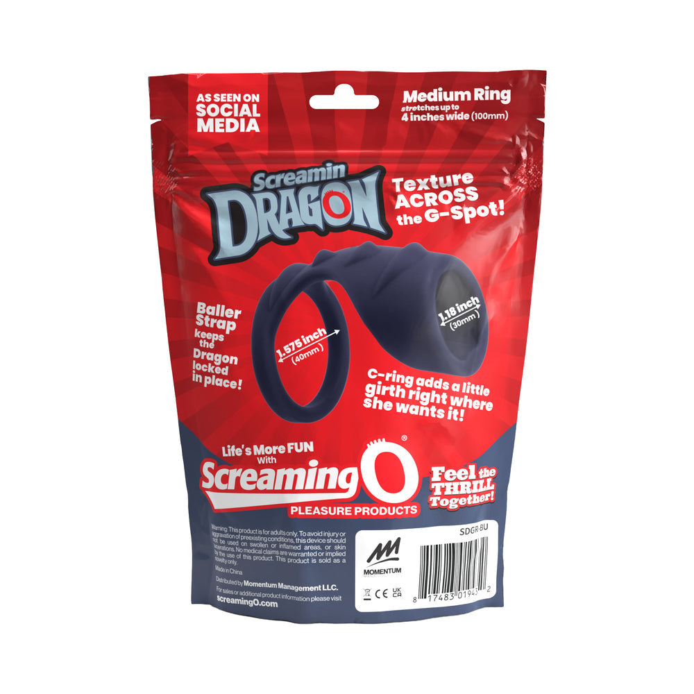 SCREAMING O - SCREAMIN'' DRAGON STORM DRAGON G-SPOT TEXTURE RING BLUE