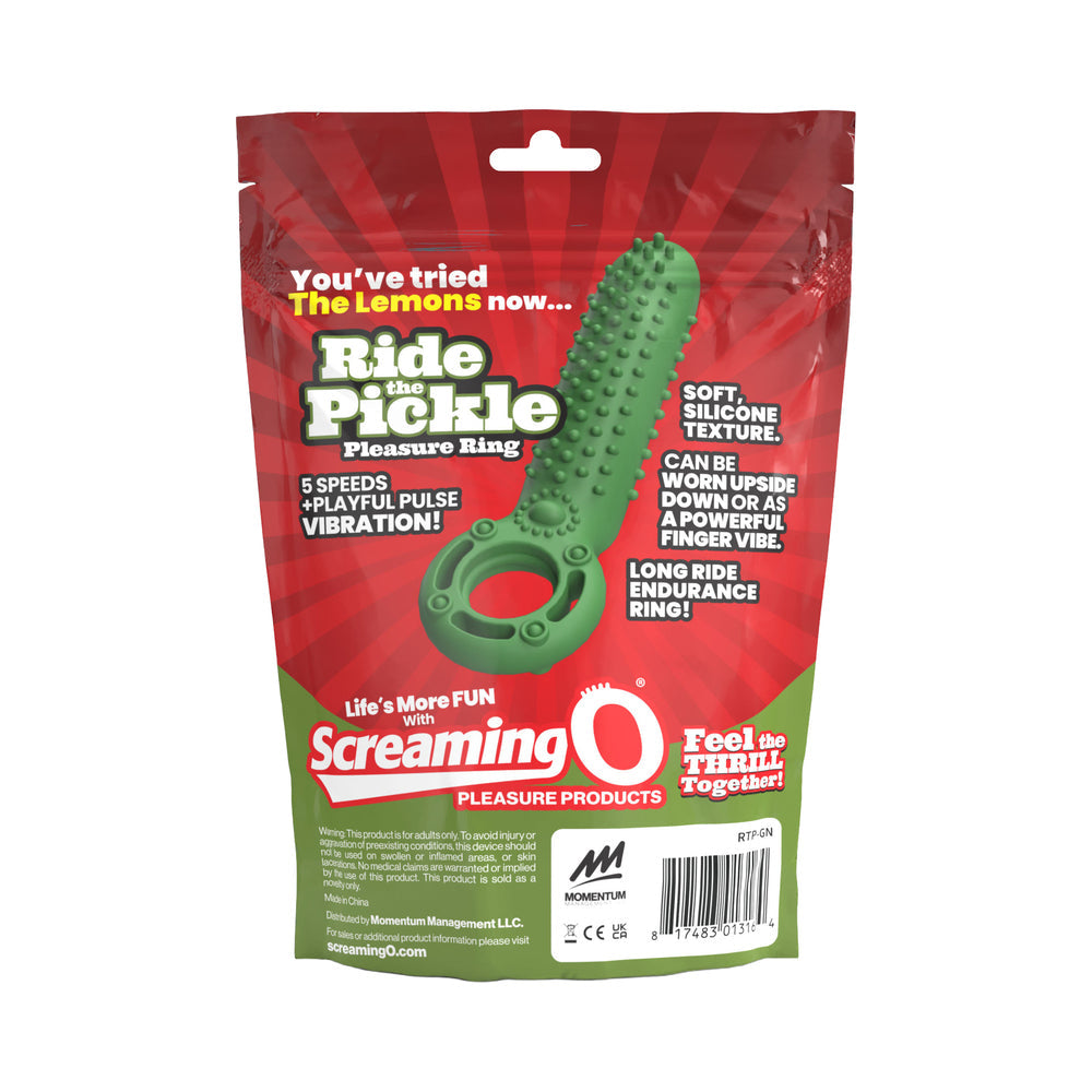 SCREAMING O - RIDE THE PICKLE PLEASURE RING GREEN