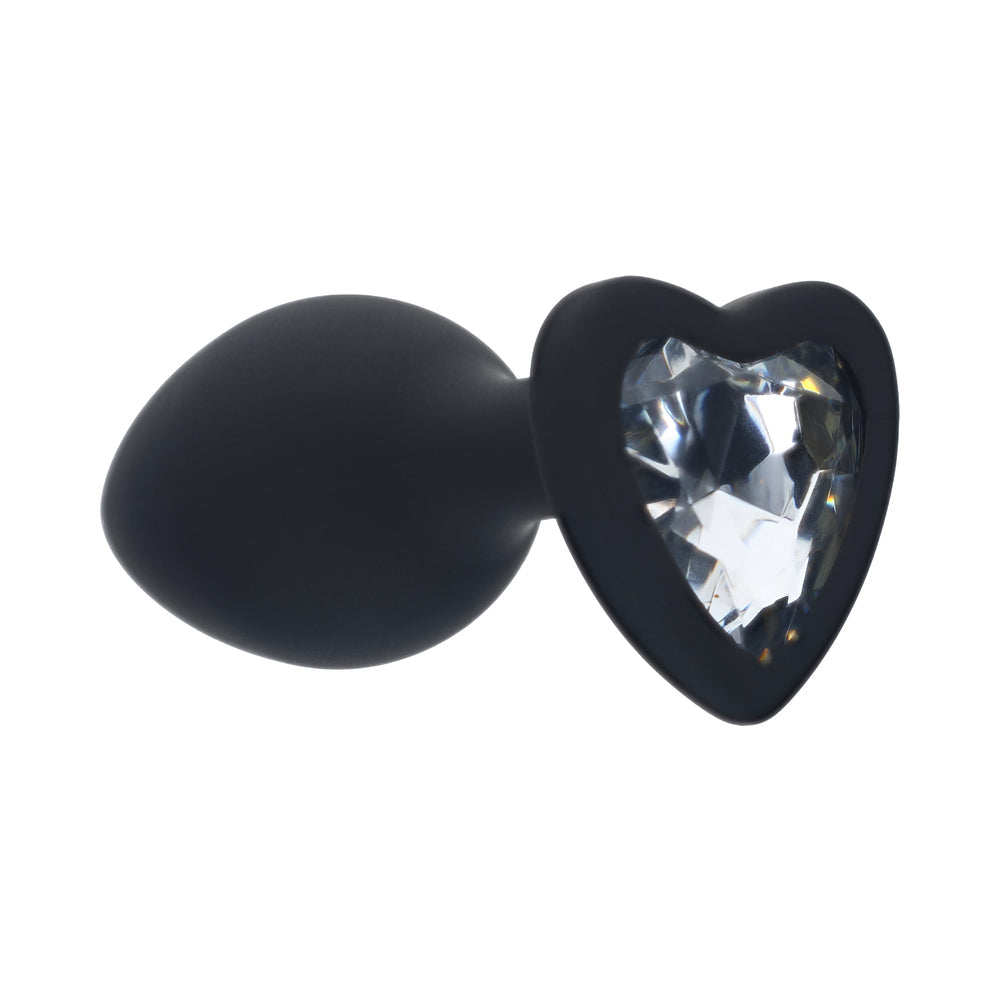 SHOTS - OUCH! SMALL HEART DIAMOND BUTT PLUG 6 JEWELS BLACK