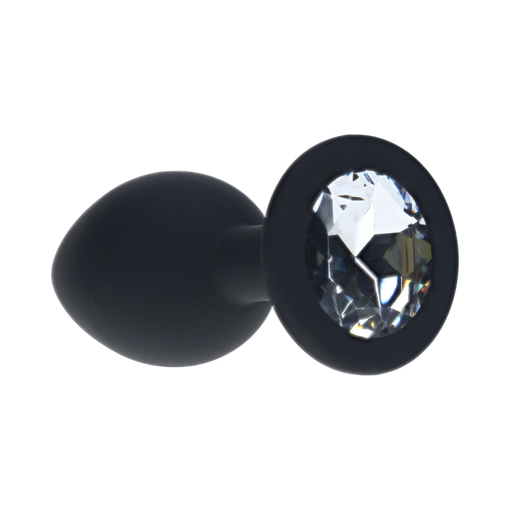 SHOTS - OUCH! SMALL ROUND DIAMOND BUTT PLUG 6 JEWELS BLACK