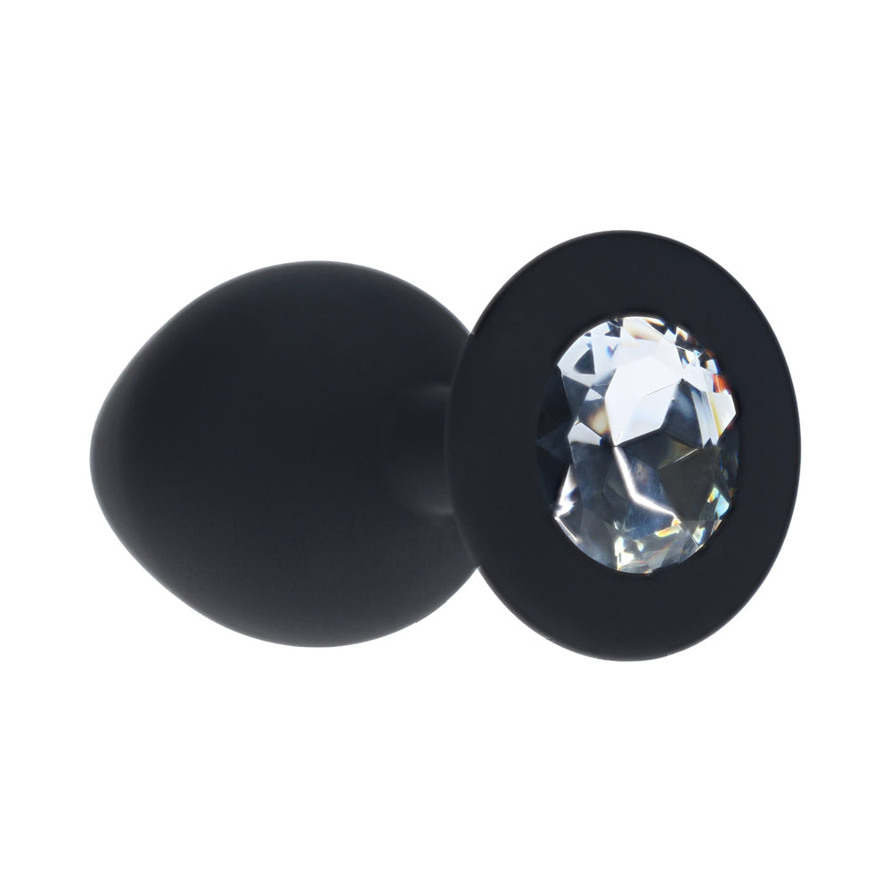 SHOTS - OUCH! MEDIUM ROUND DIAMOND BUTT PLUG 6 JEWELS BLACK