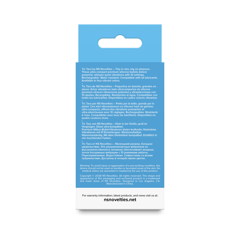 NS NOVELTIES - VIBRATEUR BULLET EN SILICONE TIC TAC BLUE RAZZ BLEU