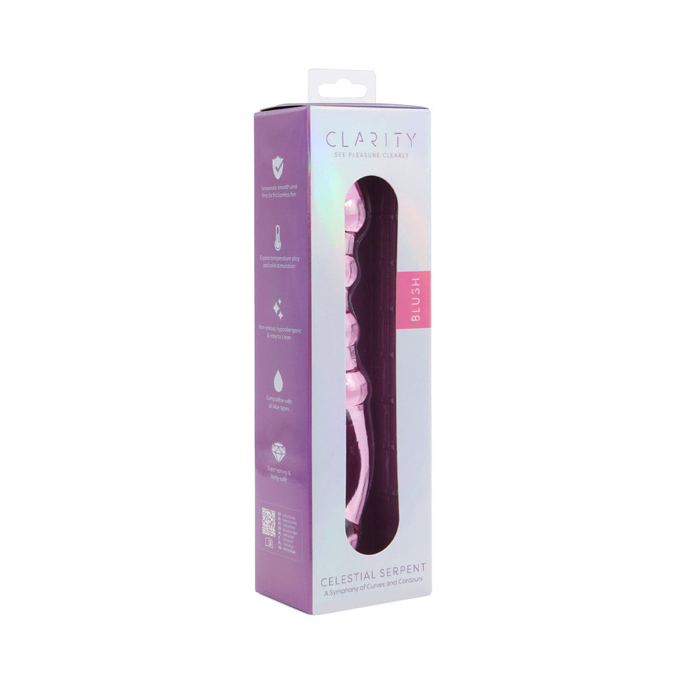 CREATIVE CONCEPTIONS - CLARITY CELESTIAL SERPENT BLUSH GLASS DILDO