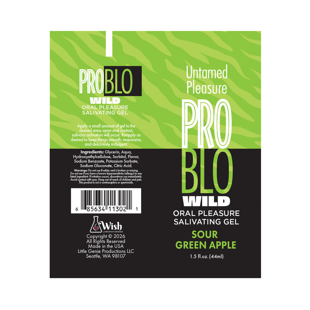 LITTLE GENIE - PROBLO WILD ORAL PLEASURE SALIVATING GEL SOUR GREEN APPLE 1.5 OZ.