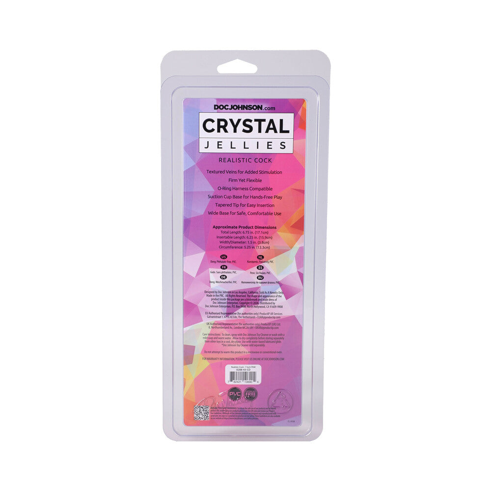 DOC JOHNSON - CRYSTAL JELLIES REALISTIC COCK 7 IN. PINK