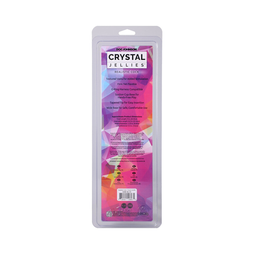 DOC JOHNSON - CRYSTAL JELLIES REALISTIC COCK 9 IN. CLEAR