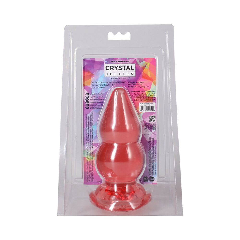 DOC JOHNSON - CRYSTAL JELLIES DOUBLE POP PLUG 6 IN. PINK