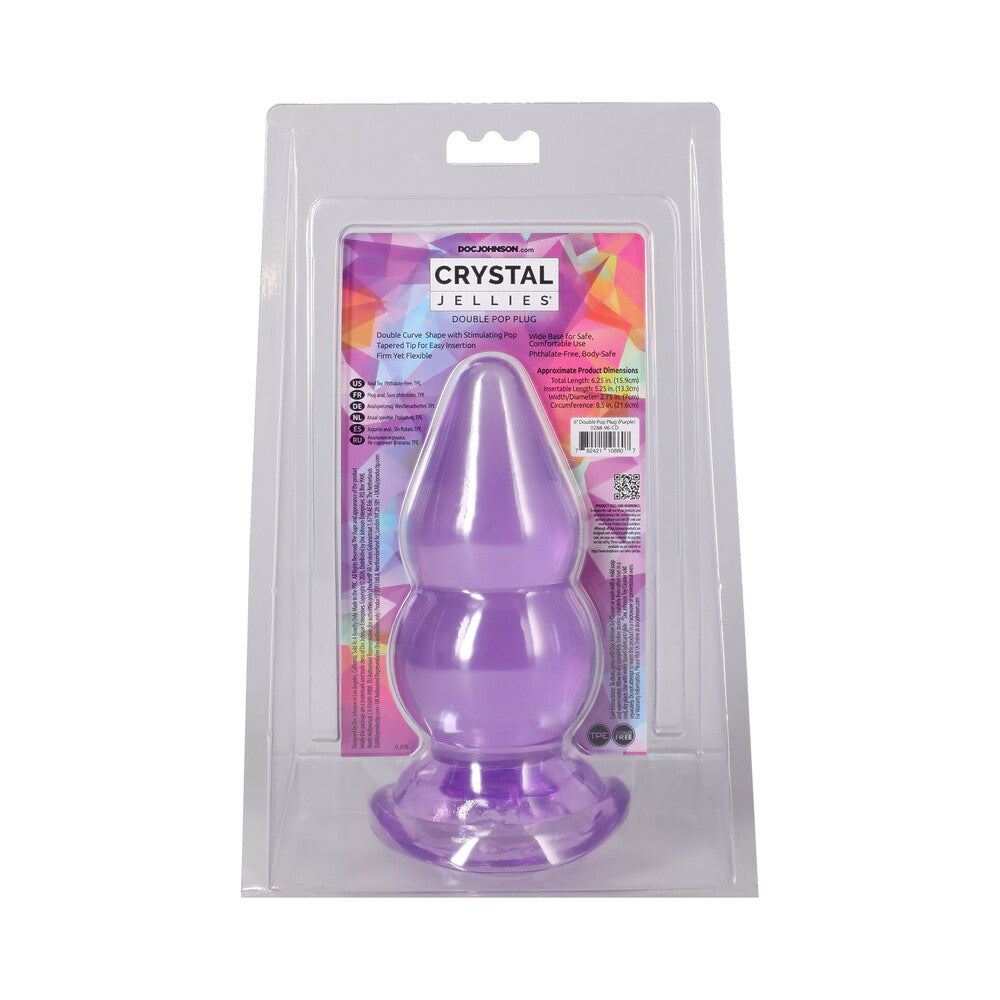 DOC JOHNSON - CRYSTAL JELLIES DOUBLE POP PLUG 6 IN. PURPLE