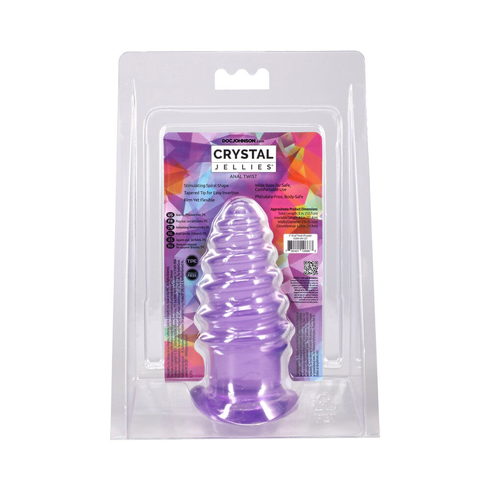 DOC JOHNSON - CRYSTAL JELLIES ANAL TWIST 5 IN. PURPLE