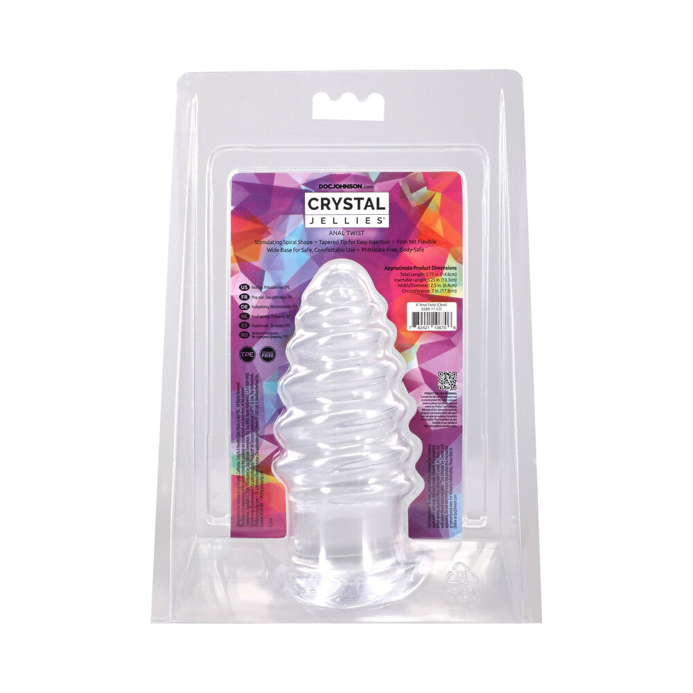 DOC JOHNSON - CRYSTAL JELLIES ANAL TWIST 6 IN. CLEAR