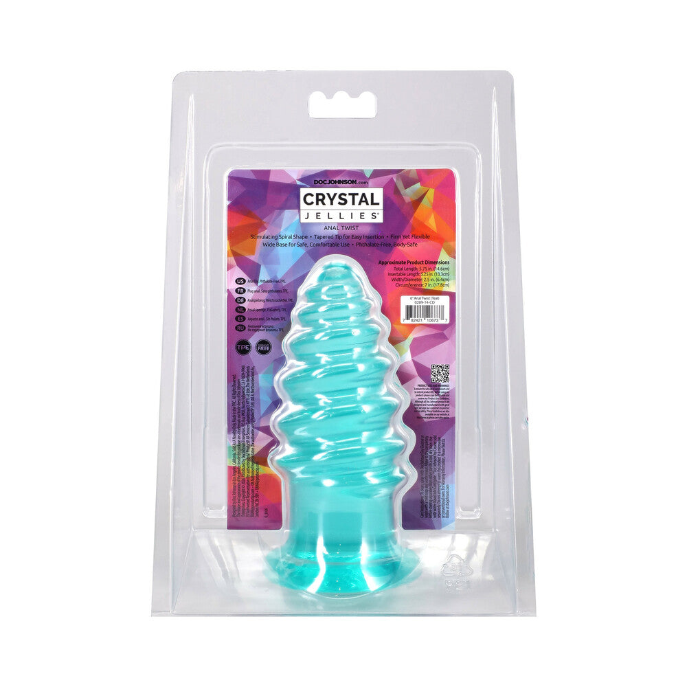 DOC JOHNSON - CRYSTAL JELLIES ANAL TWIST 6 IN. TEAL