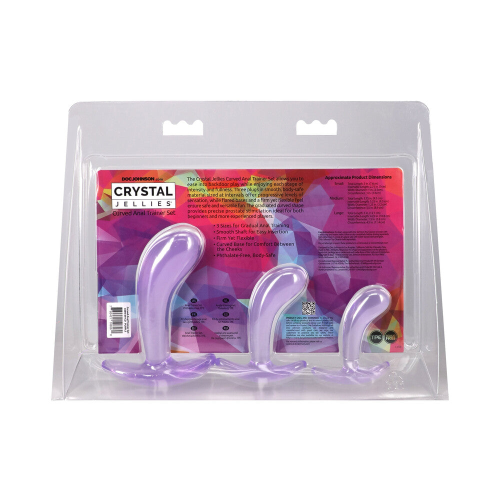DOC JOHNSON - CRYSTAL JELLIES CURVED ANAL TRAINER SET PURPLE