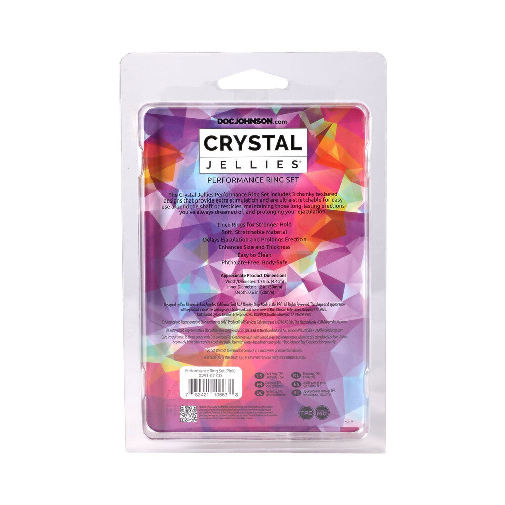 DOC JOHNSON - CRYSTAL JELLIES PERFORMANCE RING SET PINK