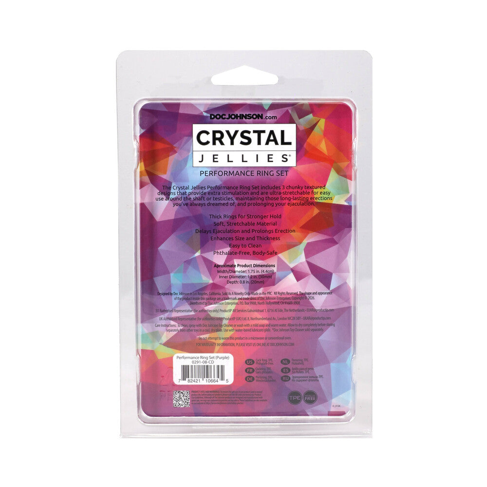 DOC JOHNSON - CRYSTAL JELLIES PERFORMANCE RING SET PURPLE
