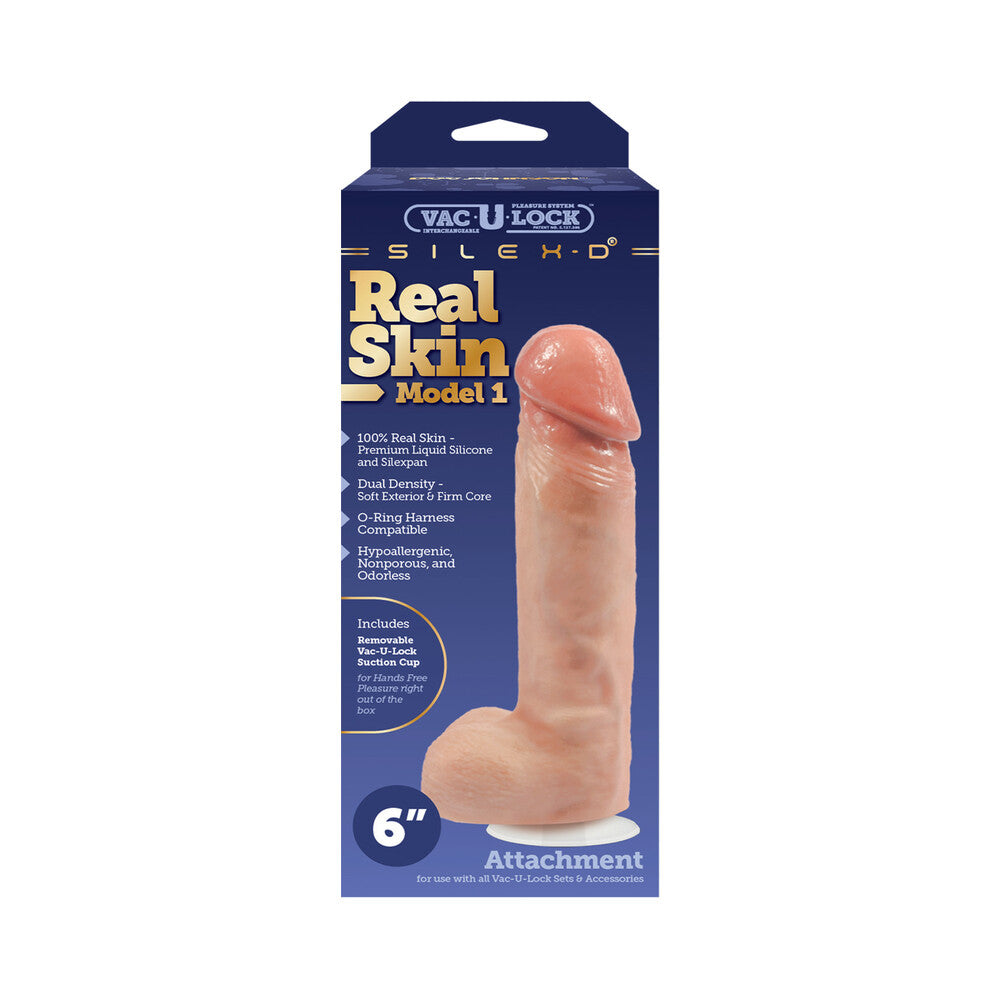 DOC JOHNSON - VAC-U-LOCK X SILEX-D MODEL 1 PREMIUM REAL SKIN 6 IN. VANILLA