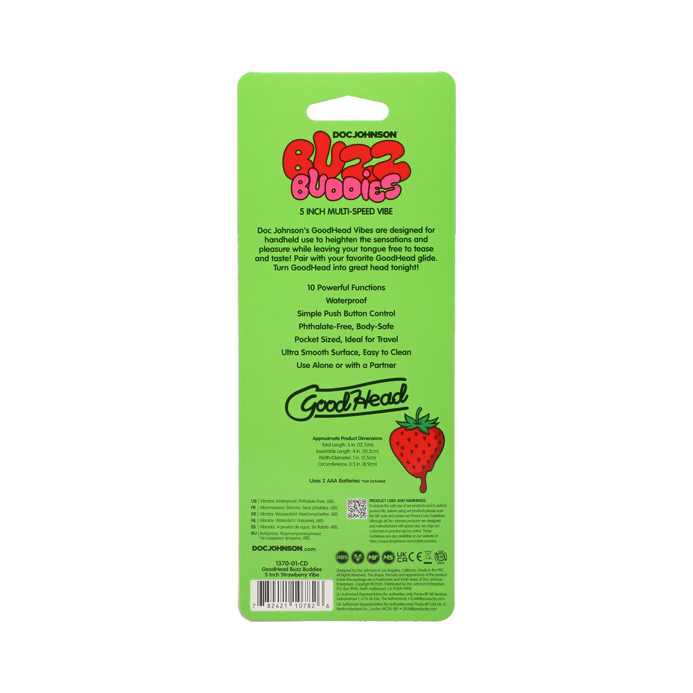 DOC JOHNSON - GOODHEAD BUZZ BUDDIES 5 IN. MUTI-SPEED VIBE STRAWBERRIES