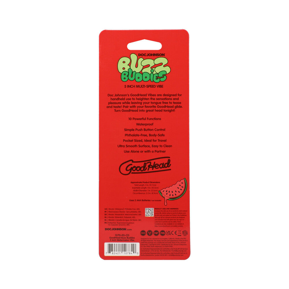 DOC JOHNSON - GOODHEAD BUZZ BUDDIES 5 IN. MUTI-SPEED VIBE WATERMELON