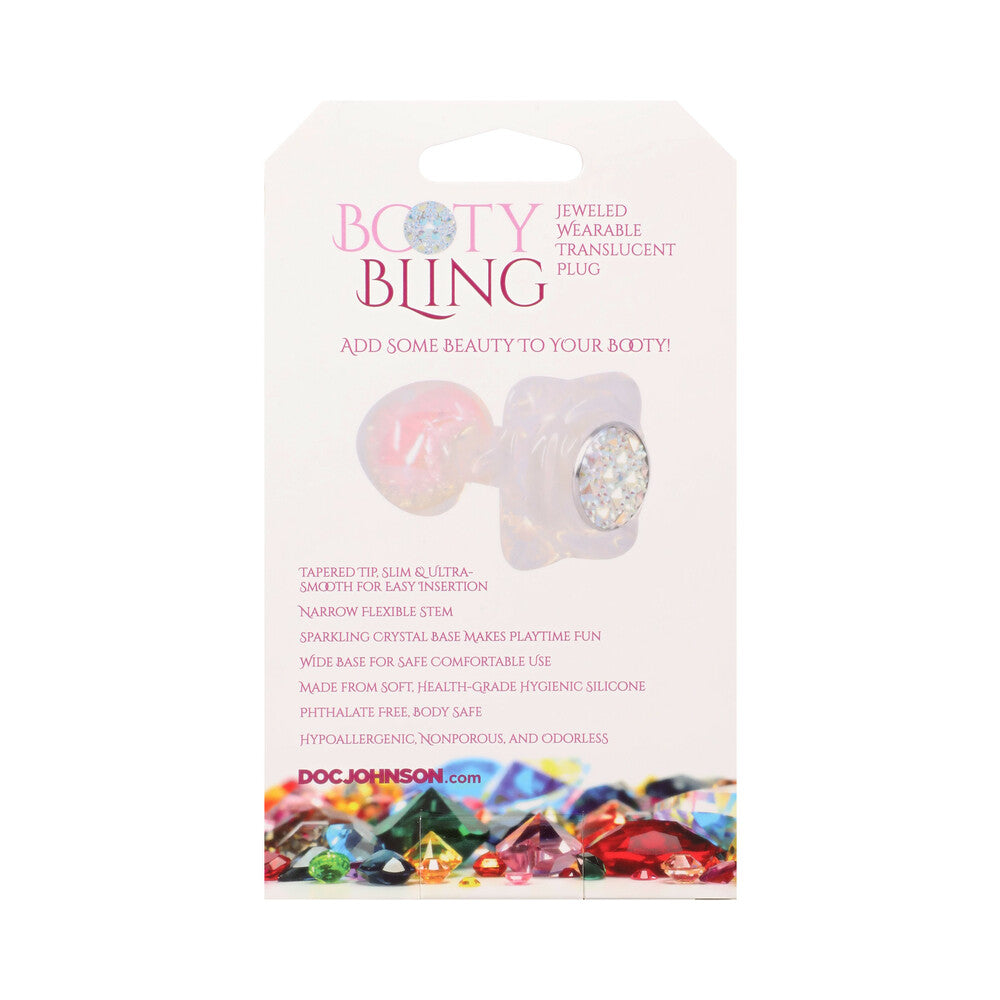 DOC JOHNSON - BOOTY BLING JEWELED WEARABLE SILICONE PLUG SMALL TRANSLUCENT