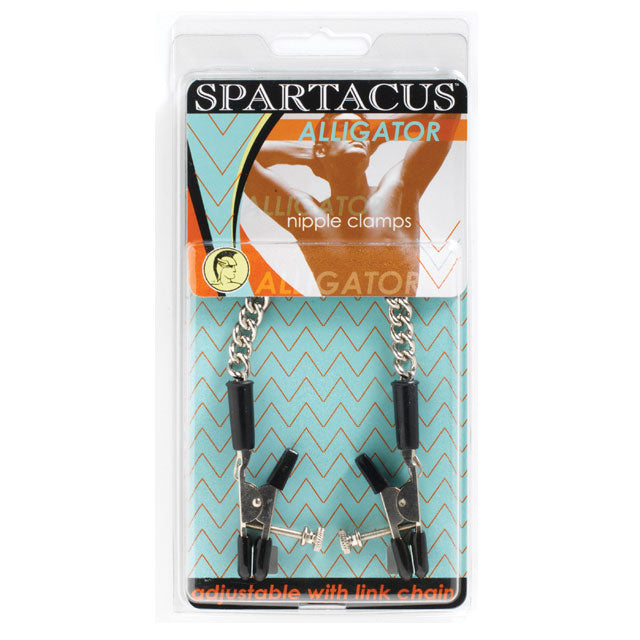 SPARTACUS ADJUSTABLE NIPPLE CLAMS WITH CURBED CHAIN RUBBER TIPPED