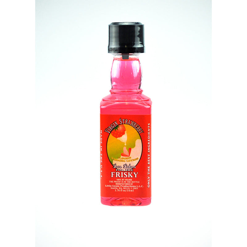 LITTLE GENIE - LOVE LICKERS VIRGIN STRAWBERRY FLAVORED MASSAGE OIL 1.76 OZ.