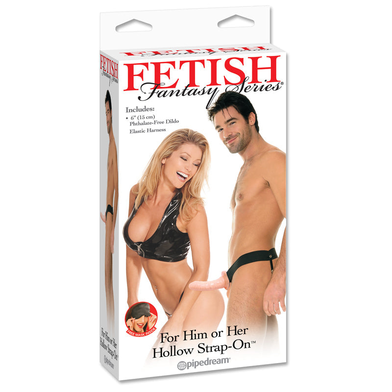 FETISH FANTASY SERIES FOR HIM OR HER 6 IN. HOLLOW STRAP-ON BEIGE/BLACK