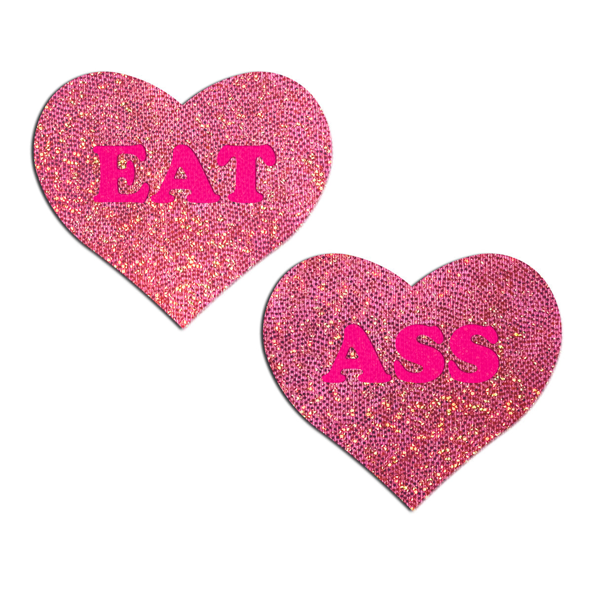 PASTEASE - GLITTER ''EAT ASS'' HEART PASTIES PINK