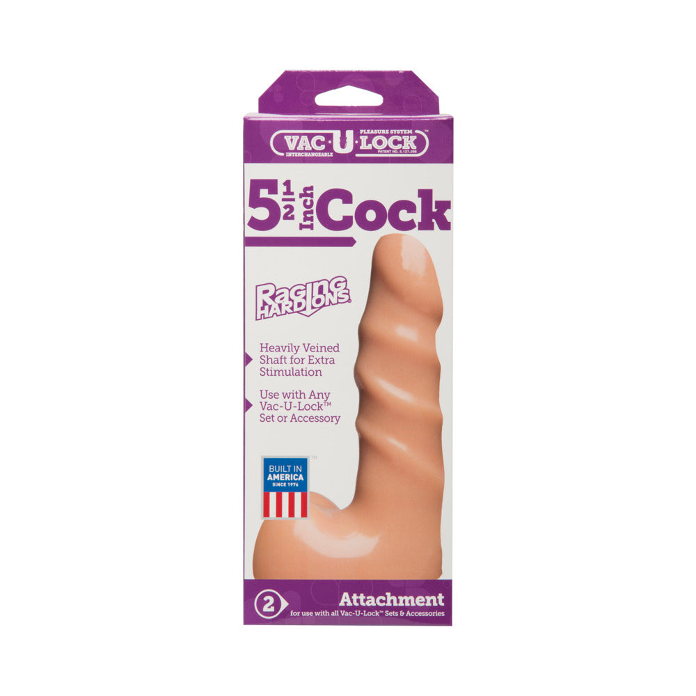 DOC JOHNSON - VAC-U-LOCK - 5.5 INCH COCK - RAGING HARD-ONS WHITE