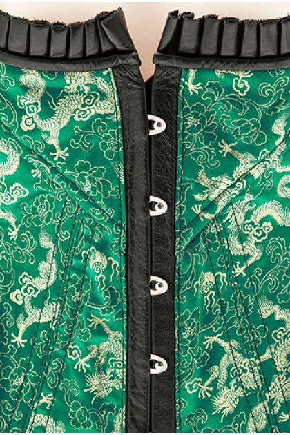 STORMY LEATHER - CORSET VERDE SEDA Y PIEL, CHINO T M