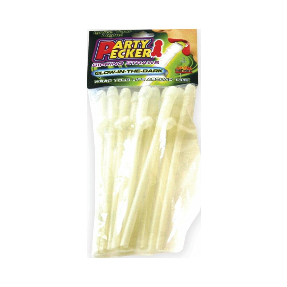 HOTT PRODUCTS - PARTY PECKER SIPPING STRAWS (GLOW)