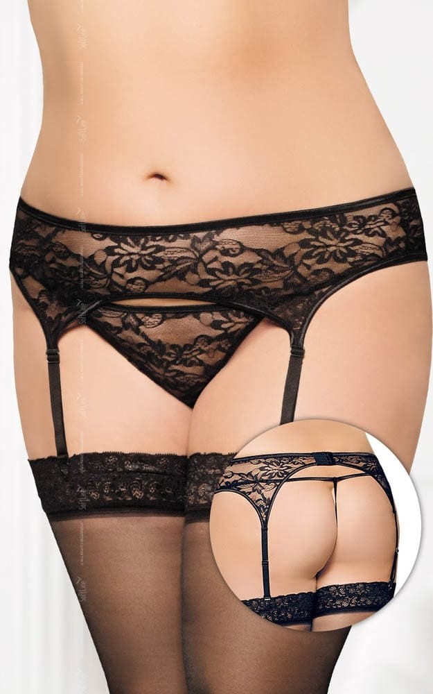 SOFTLINE - GARTERBELT 3316 - PLUS SIZE - BLACK {} XXXL
