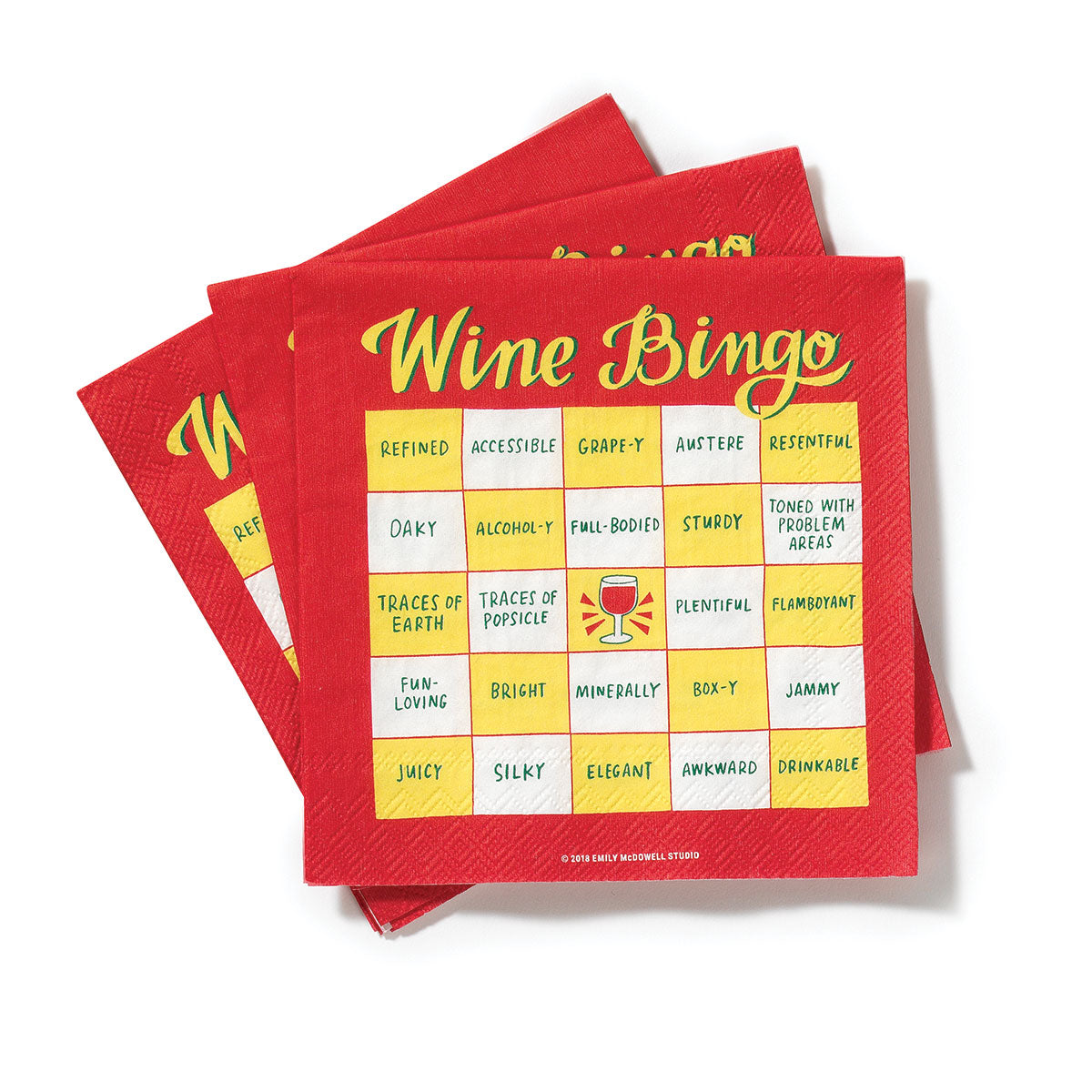 EMILY MCDOWELL & FRIENDS - WINE BINGO NAPKINS 20-PACK