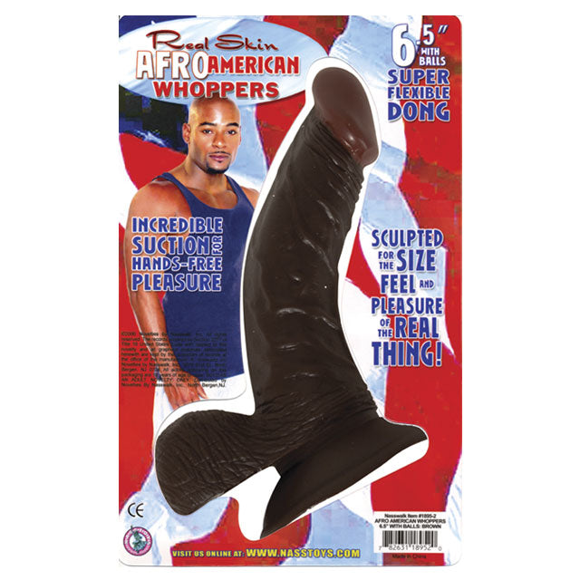 AFRO AMERICAN WHOPPERS 6.5IN. FLEXIBLE DONG WITH BALLS