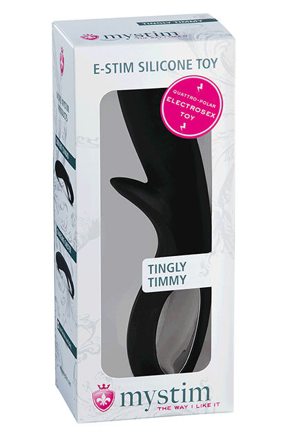 MYSTIM - TINGLY TIMMY DILDO DE ELECTROESTIMULACIÓN, NEGRO SEXY