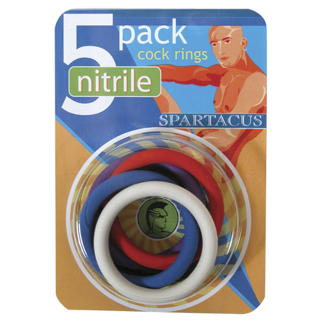 SPARTACUS - ANILLOS PARA PENE DE NITRILO (5 POR PAQUETE/1.5 PULGADAS CADA UNO)