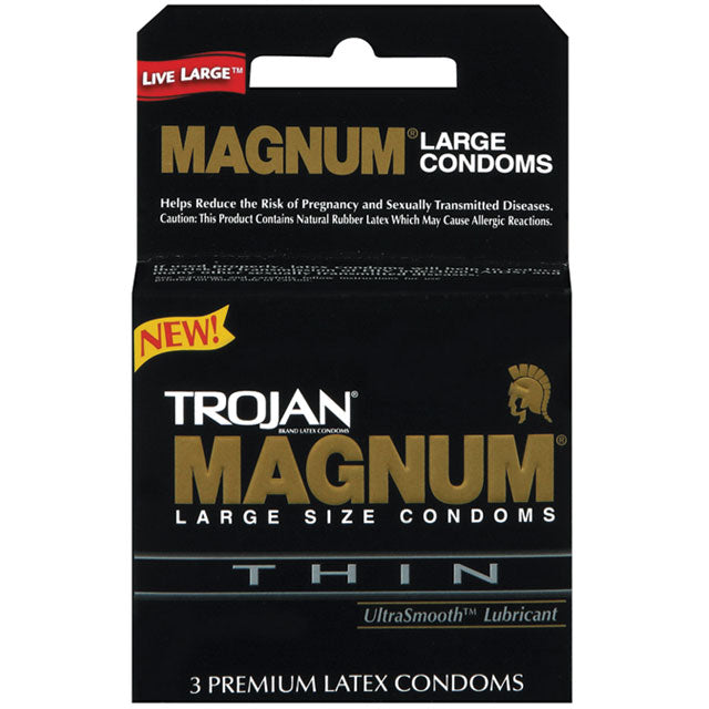TROJAN MAGNUM THIN LARGE SIZE CONDOMS WITH ULTRASMOOTH LUBRICANT 3-PACK