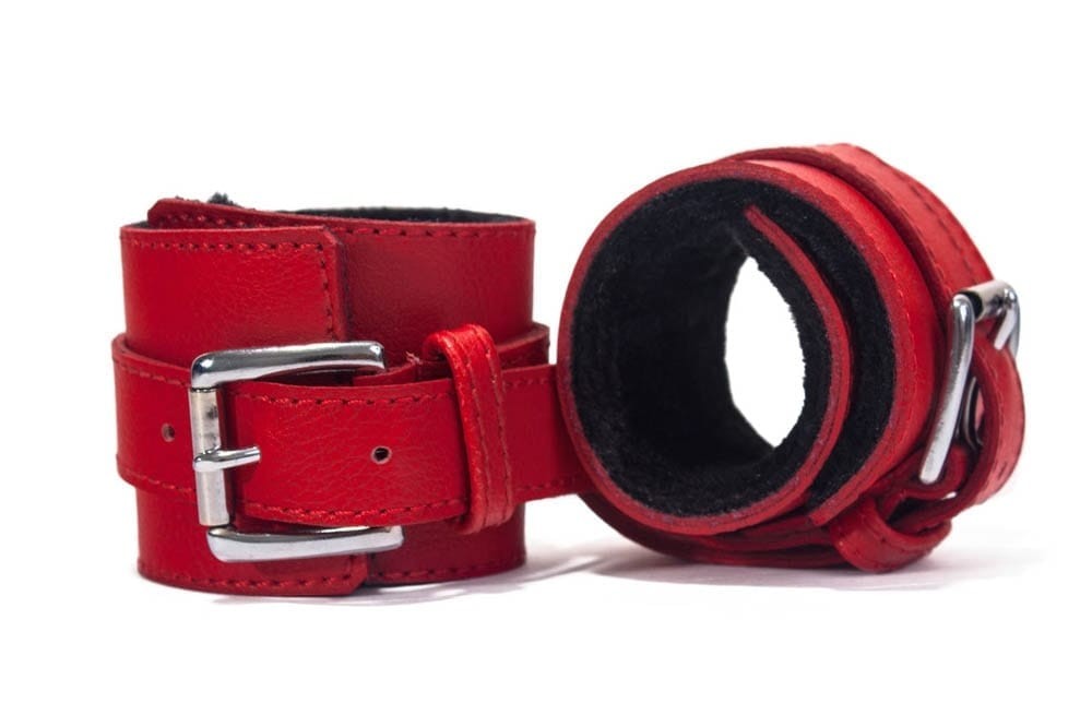 DEVIL STICKS - HAND CUFFS GRAIN LEATHER RED/BLACK_B0O25_3