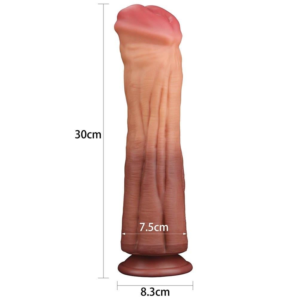 LOVETOY - 12'' DUAL LAYERED PLATINUM SILICONE COCK