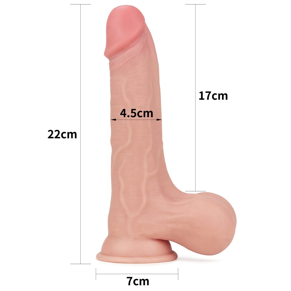 LOVETOY - 8.5'' SLIDING SKIN DUAL LAYER DONG - WHOLE TESTICLE