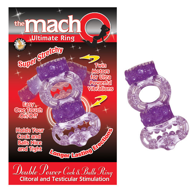 MACHO 2X POWER COCK & BALLS VIBRATING RING (PURPLE)