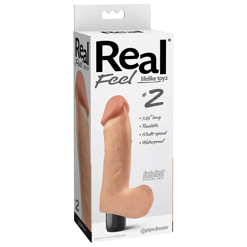 REAL FEEL LIFELIKE TOYZ NO. 2 REALISTIC 7.25 IN. VIBRATING DILDO WITH BALLS BEIGE