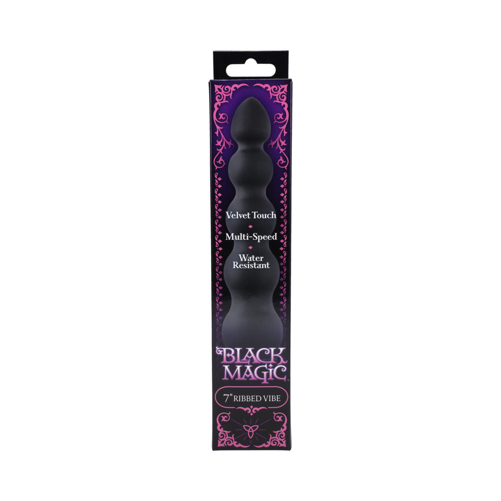 DOC JOHNSON - BLACK MAGIC 7IN RIBBED VIBRATOR