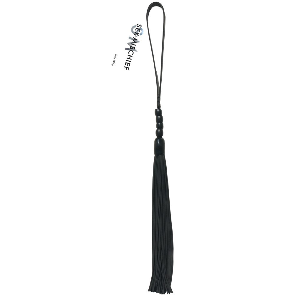 SPORTSHEETS SEX & MISCHIEF NOIR WHIP 16 IN. BEADED FLOGGER