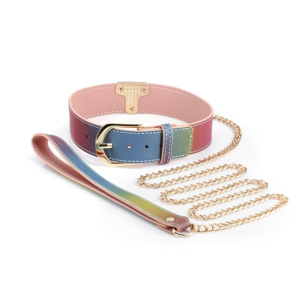 NS TOYS - SPECTRA BONDAGE - COLLAR & LEASH - RAINBOW
