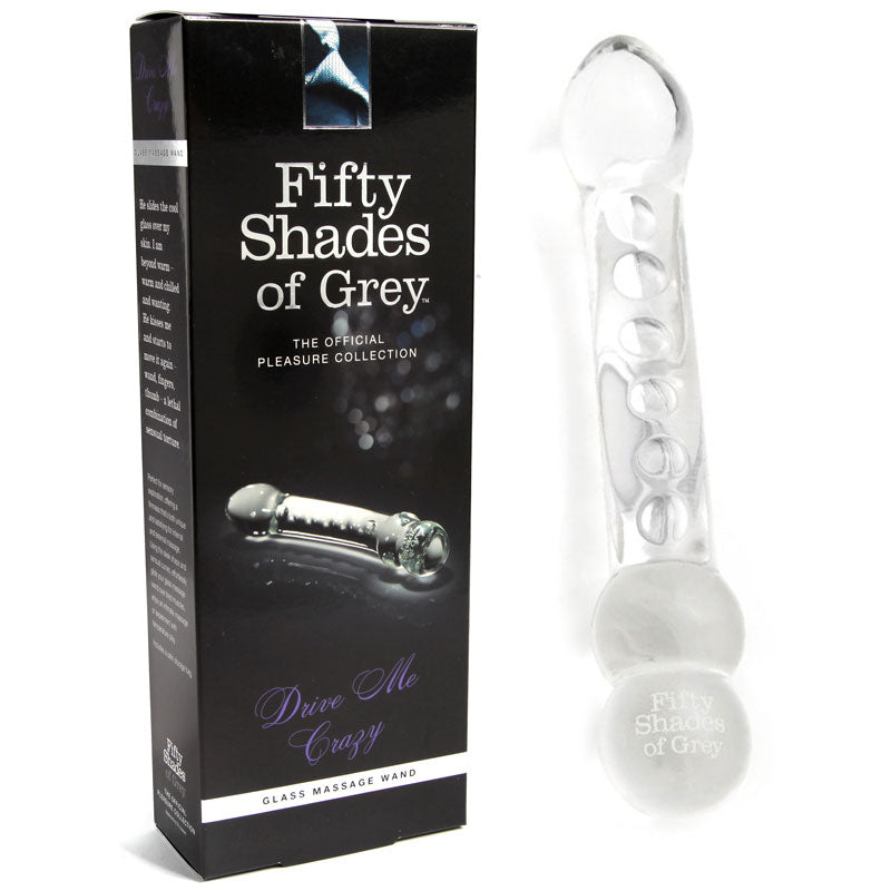 FIFTY SHADES OF GREY DRIVE ME CRAZY 7.5 IN. GLASS MASSAGE WAND DILDO CLEAR