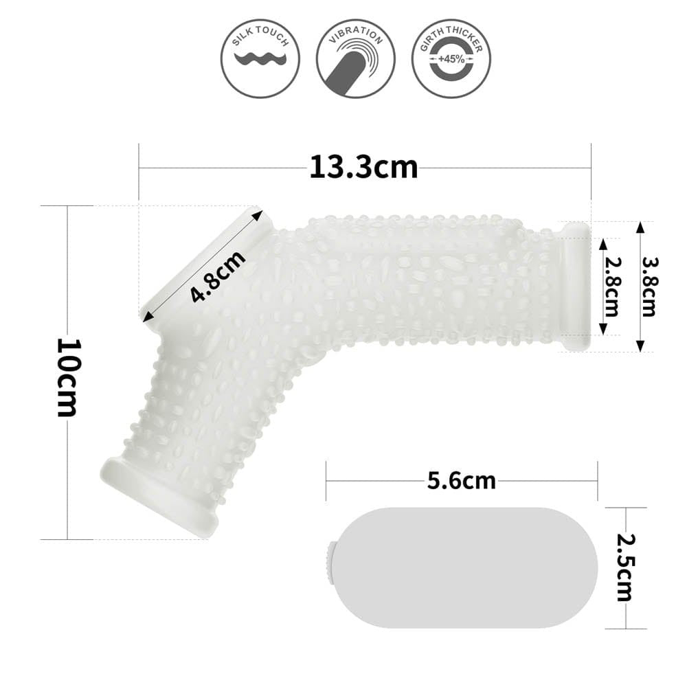 LOVETOY - VIBRATING DRIP KNIGHTS RING WITH SCROTUM SLEEVE (WHITE)