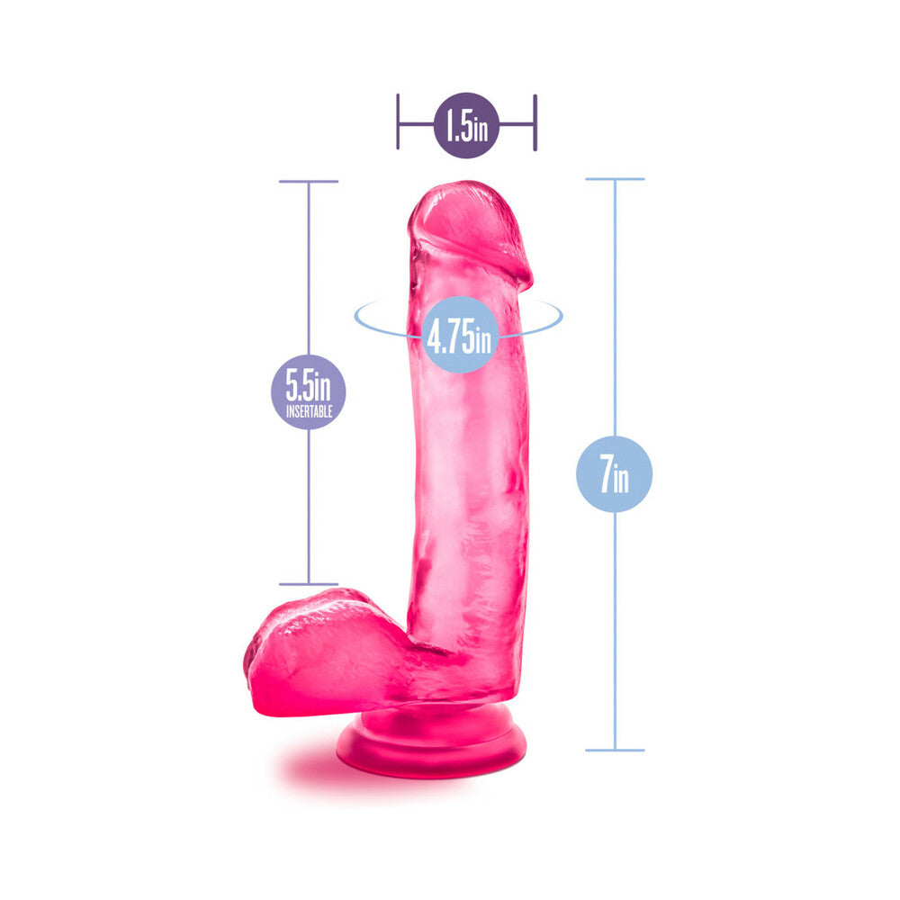 B YOURS SWEET ''N HARD 1 REALISTIC 7 IN. DILDO WITH BALLS PINK