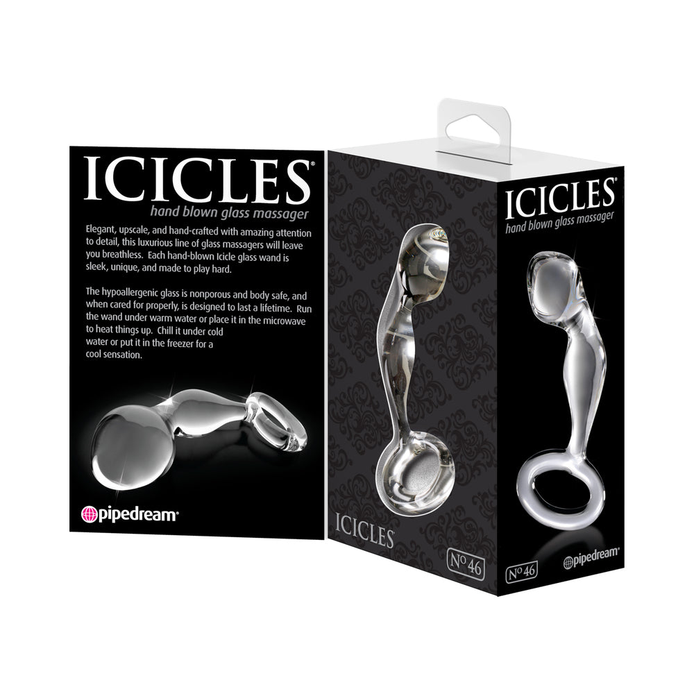 ICICLES NO. 46 GLASS PROSTATE MASSAGER 3.5 IN. CLEAR