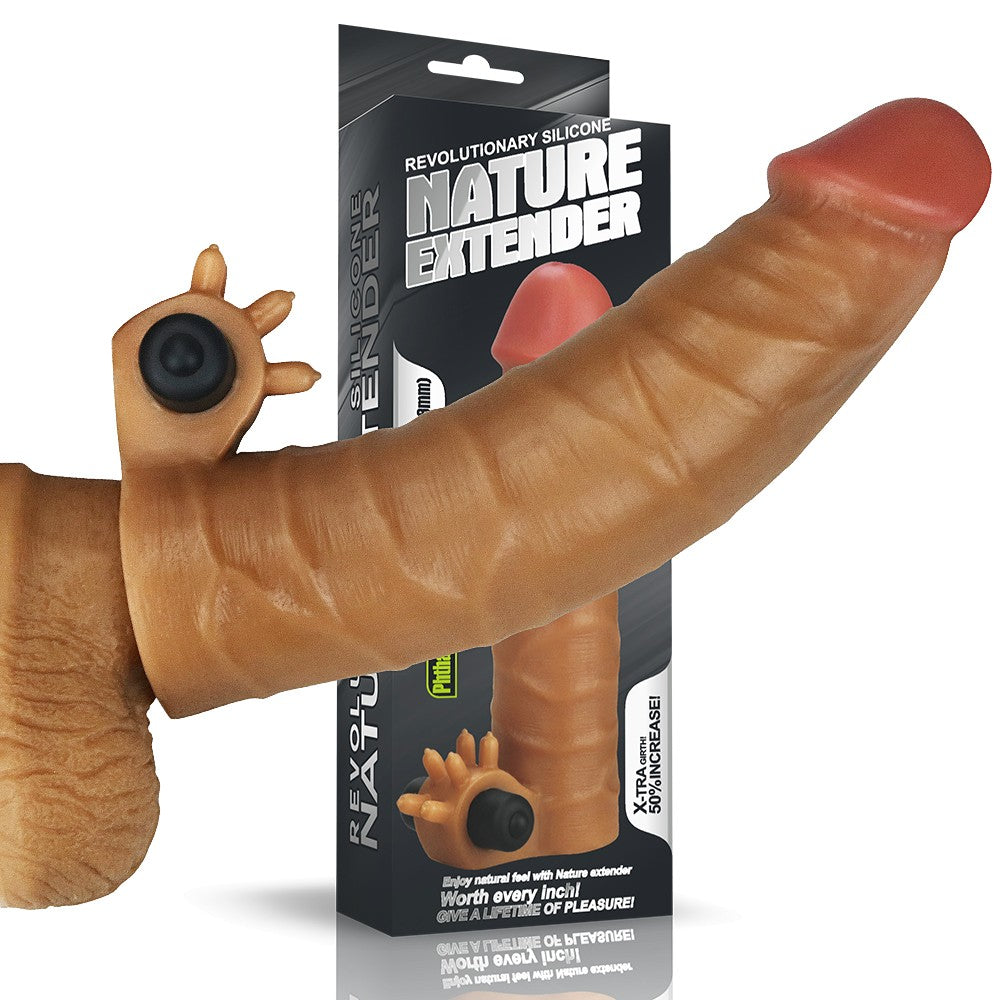 LOVETOY - ADD 1.5" VIBRATING SILICONE EXTENDER BROWN_B15O50_1