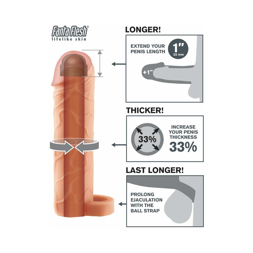 PIPEDREAM - FANTASY X-TENSIONS PERFECT 1 IN. EXTENSION WITH BALL STRAP BEIGE